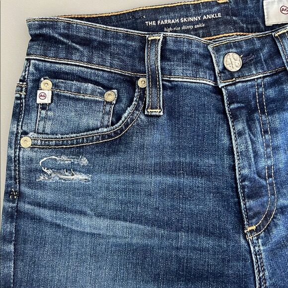 New AG THE FARRAH SKINNY ANKLE high-rise skinny ankle Distressed Jeans Size 27 - Picture 10 of 12